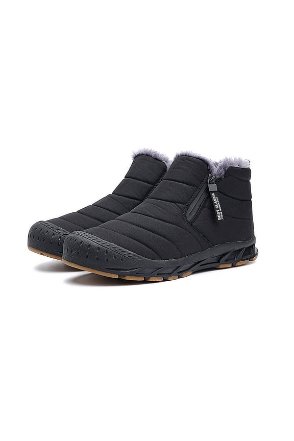 Mens Snow Boots Waterproof Winter Boots for Men Fur Lined Warm Ankle Boots Zipper Closure Slip on Outdoor Boot Comfortable Walking Shoes