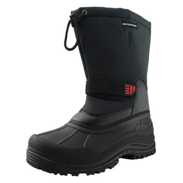 Mens Snow Duck Boots Black Mid Calf Winter Boots Waterproof Insulated Warm Boots With Padded