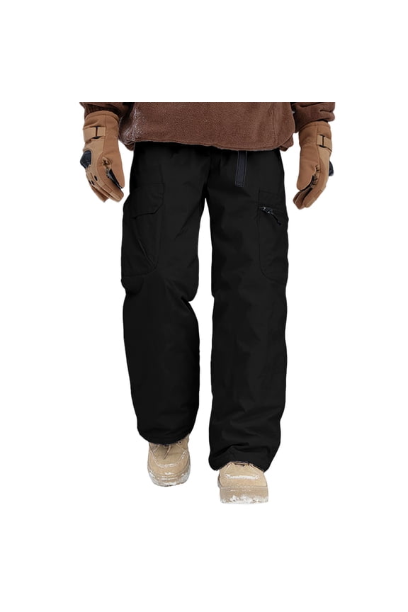 Mens Snow Ski Pant Casual Hiking Mountaineering Work Windproof Skiing Winter Activities Black Pant