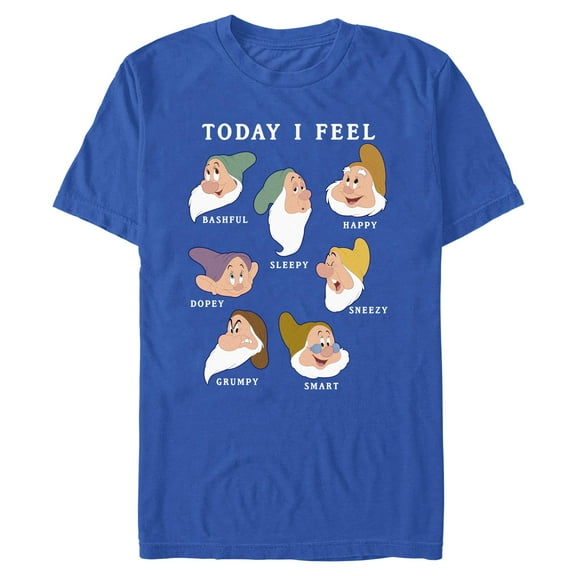 Mens Snow White and the Seven Dwarfs Today I Feel Faces T Shirt