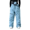 thumbnail image 1 of Mens Snowboard Pants High Waisted Button Front Pant with Pockets Baggy Outdoor Waterproof Hiking Work Pants Winter Snowpants for Men, 1 of 4