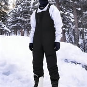 Mens Snowsports Cargo Adjustable Strap Pants Mens Snow Ski Overalls Windproof Insulated Romper Snowpants Black M