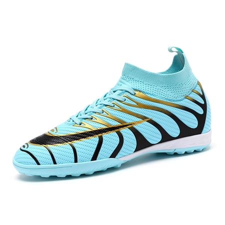 Mens Soccer Cleats Teenager High Top Turf Trainning Football Shoes US 4.5