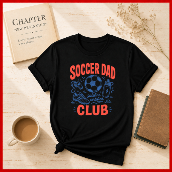 Mens Soccer Dad Club Sideline Certified Funny Sport Coach Unisex T-Shirt, S-5XL