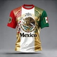 thumbnail image 1 of Mens Soccer Shirt Mexico Jersey Raglan Tops Short Sleeve Graphic T Shirt All Over Star Print Tee Fan Casual Tops TeeL, 1 of 3