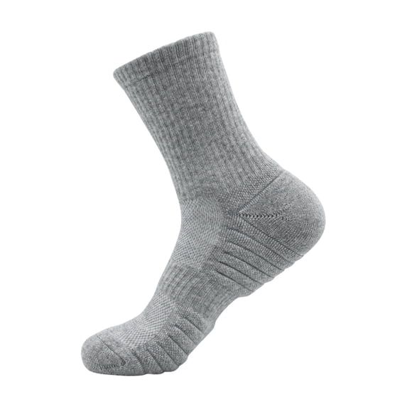 Mens Soccer Socks Men's Sport Comfortable Crew Athletic Socks, Breathable Cushioned Sport Socks for Running Workout Gray One Size