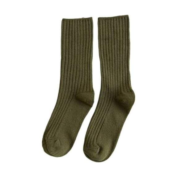 Mens Socks,Japanese Style Crew Socks Double Knit Soft Casual Mid Calf Socks Breathable Everyday Wear Socks,Socks for Men,Army Green,One Size