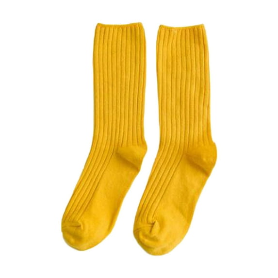 Mens Socks,Japanese Style Crew Socks Double Knit Soft Casual Mid Calf Socks Breathable Everyday Wear Socks,Socks for Men,Yellow,One Size