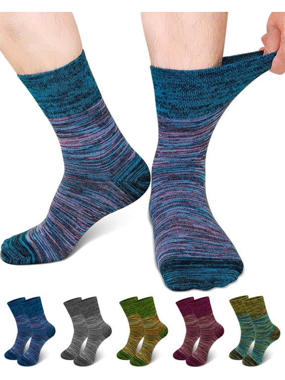 Mens Socks, PUTUO Mens Dress Socks, Casual Business Soft Breathable Cotton Socks for Office Leisure Walking Home, 5 Pairs