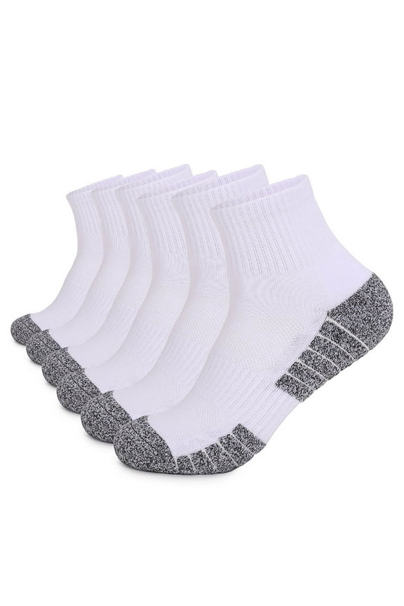 Mens Socks Trainer 6 Pairs, Mens Womens Athletic Socks Sports Running Socks for Outdoor Walking,Hiking,Climbing,Anti-blister Breathable Moisture Wicking White M