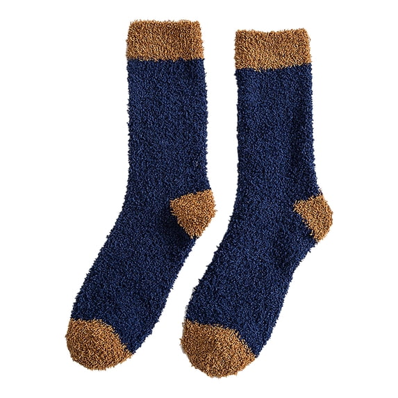 Mens Socks Winter Men Coral Fleece Socks Middle Tube Sleeping Home Solid Stocking