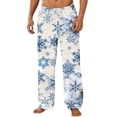 thumbnail image 1 of Mens Soft Flannel Christmas Pajama Pants Cute Xmas Tree Reindeer Snowflake Straight Lounge Pants, 1 of 3
