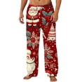 thumbnail image 1 of Mens Soft Flannel Christmas Pajama Pants Cute Xmas Tree Reindeer Snowflake Straight Lounge Pants, 1 of 3