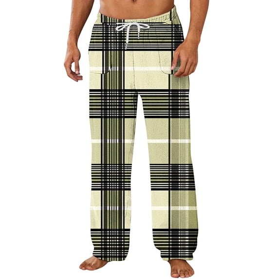 Mens Soft Flannel Christmas Pajama Pants Cute Xmas Tree Reindeer Snowflake Straight Lounge Pants