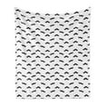 thumbnail image 1 of Mens Soft Flannel Fleece Blanket, Hipster Mustache Pattern with Swirled Tips Barber Hairdresser Monochrome Design, Cozy Plush for Indoor and Outdoor Use, 70" x 90", Black and White, by Ambesonne, 1 of 6
