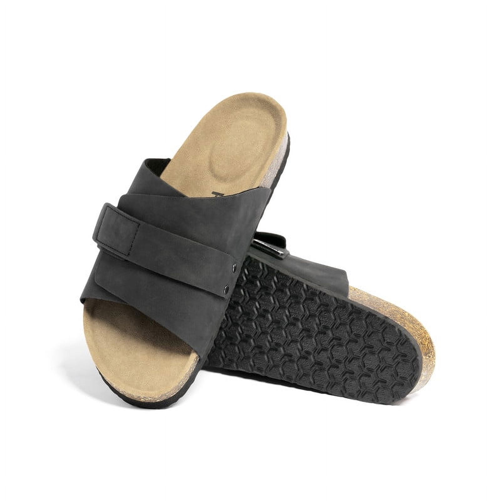 Mens Soft Footbed Sandals,Cork Slides with Adjustable Straps Size 713.