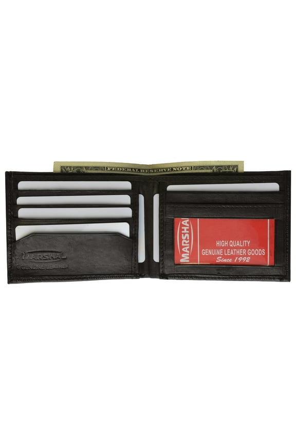 Mens Soft Genuine Leather Slim ID Bifold Wallet 60 (C) Black