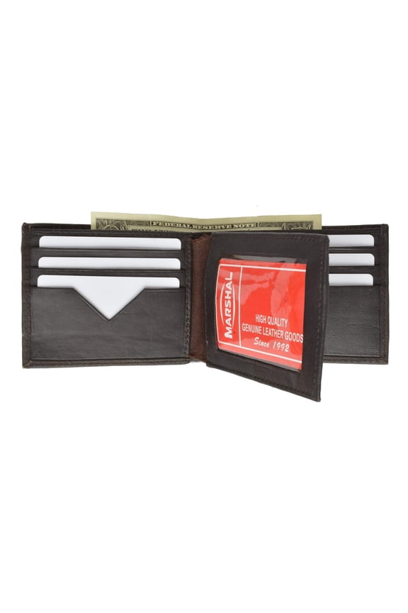 Mens Soft Lamb Leather Wallet Credit Card Slots & Middle ID Flap 1452