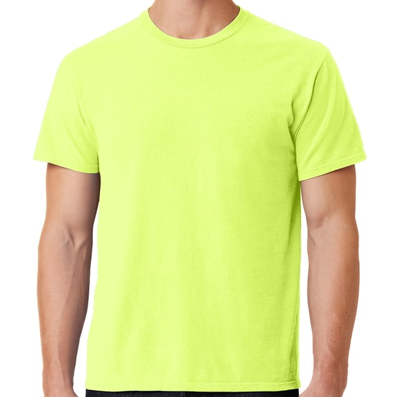 Mens Soft Pigment Dyed Cotton Tee Shirt, 3XL Neon Yellow