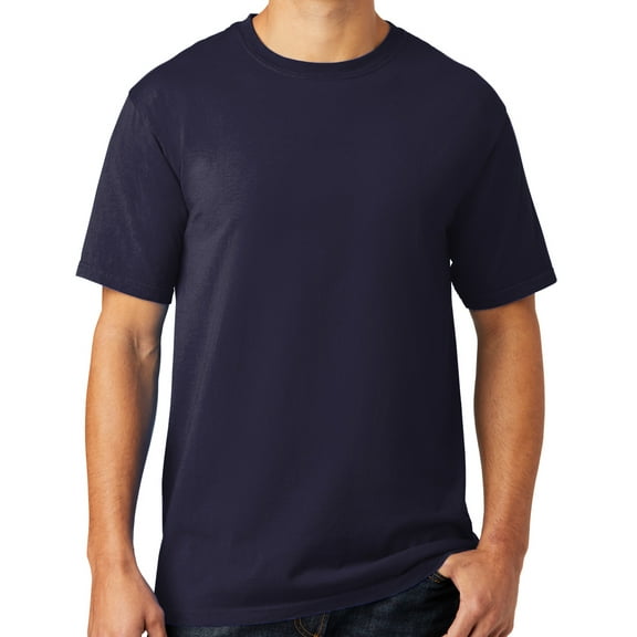 Mens Soft Pigment Dyed Cotton Tee Shirt, 4XL Cool True Navy Blue