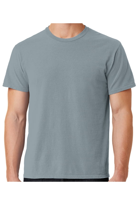 Mens Soft Pigment Dyed Cotton Tee Shirt, 4XL Dove Grey