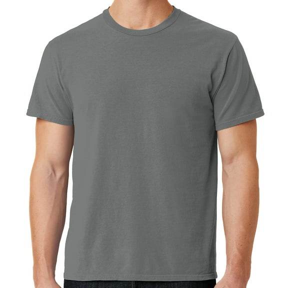 Mens Soft Pigment Dyed Cotton Tee Shirt, Medium Pewter Grey