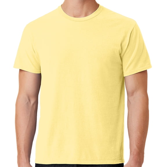 Mens Soft Pigment Dyed Cotton Tee Shirt, Medium Popcorn Yellow