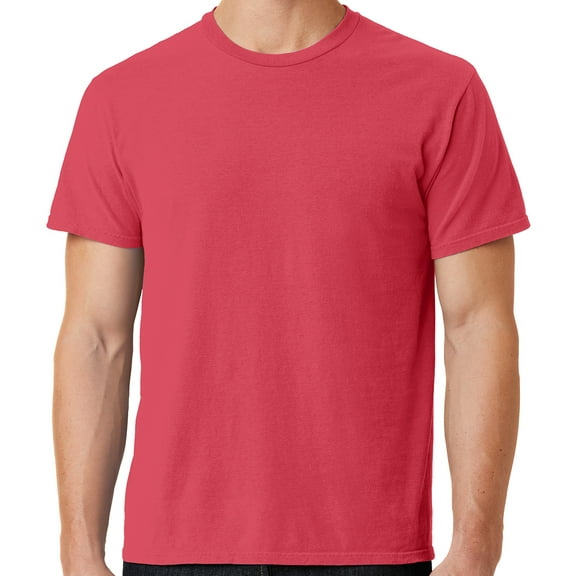 Mens Soft Pigment Dyed Cotton Tee Shirt, Small Poppy Red