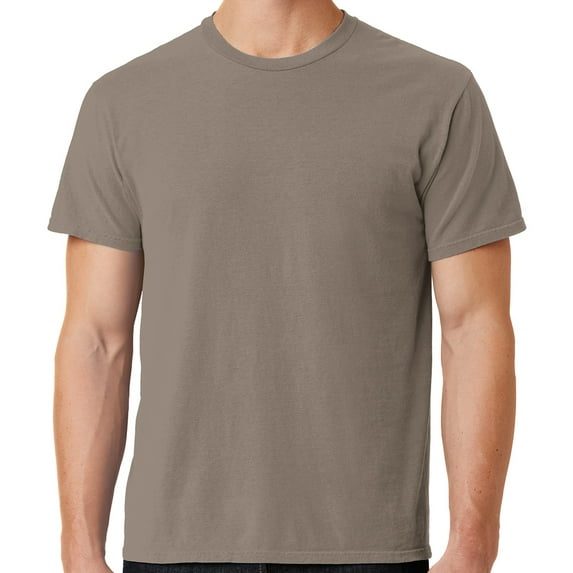 Mens Soft Pigment Dyed Cotton Tee Shirt, Small Taupe Brown
