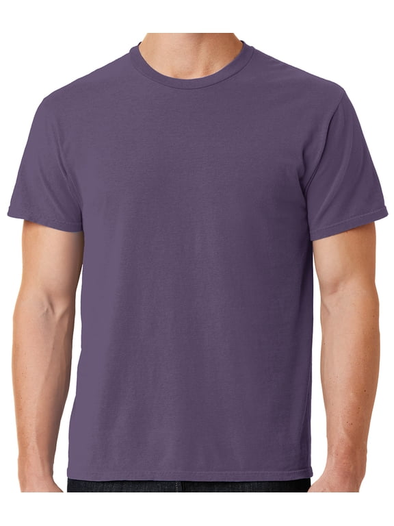 Mens Soft Pigment Dyed Cotton Tee Shirt, Small Vintage Plum