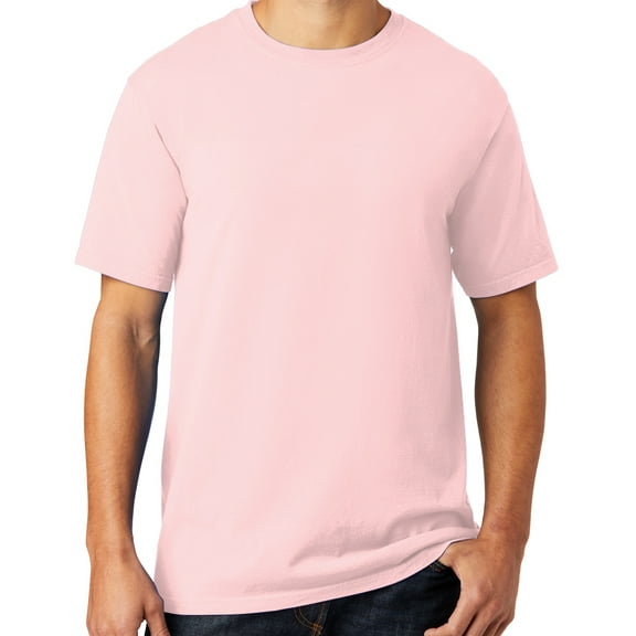 Mens Soft Pigment Dyed Cotton Tee Shirt, XL Cherry Blossom Pink