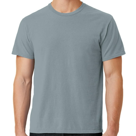 Mens Soft Pigment Dyed Cotton Tee Shirt, XL Dove Grey