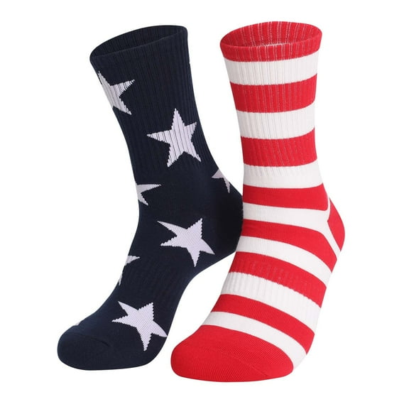 Mens Soft Quarter Socks 4th of July Casual Cotton Socks Stretch Thin Patriotic Men's Mid Crew Socks Red