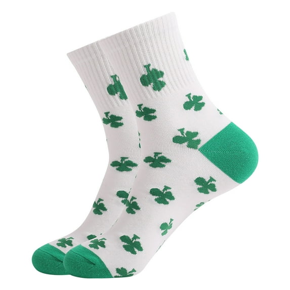 Mens Soft Quarter Socks St. Patrick's Day Casual Cotton Socks Stretch Thin Men's Mid Crew Socks White