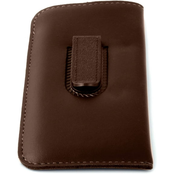 Mens Soft Slip-in Case w/Plastic Clip Medium Sized in Brown