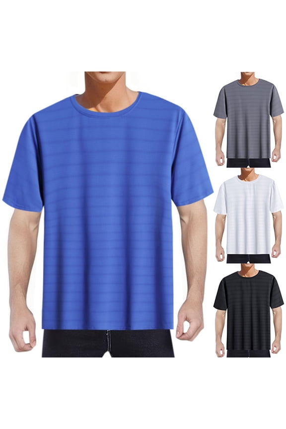 Mens Soft T-Shirt Short Sleeve Pack Round Neck Classic Jersey Tee Stretch Undershirt Cotton Tops Summer Soft Plain Short Sleeve (Blue,XL)