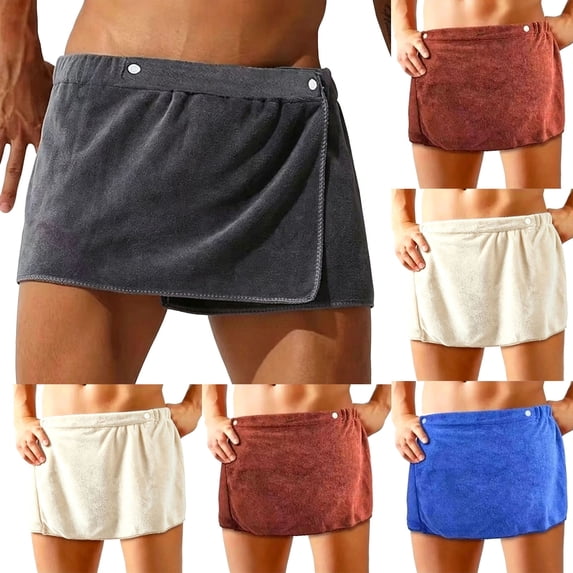 Mens Soft Wearable Bath Towel Short Pants Adjustable Towel Pool Beach Spa Bathing Shower Cover up Wrap Around Towels