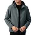 thumbnail image 1 of Mens Softshell Jackets Windproof Drawstring Hooded Long Sleeve Full Zipper Fashion Casual Jacket with Pockets Dark Gray M, 1 of 6