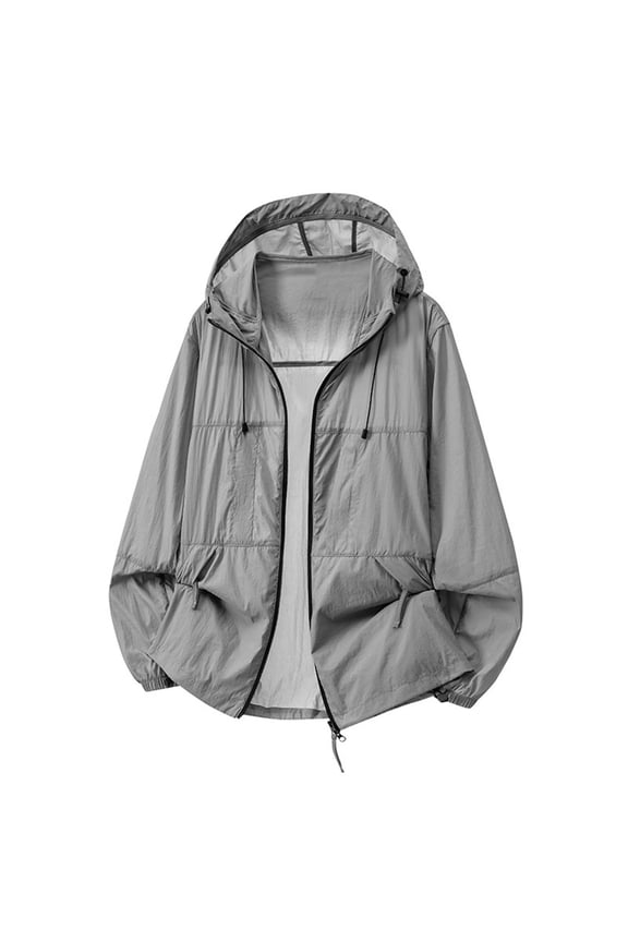 Mens Softshell Lightweight Jacket Full Zip Hooded Athletic Jacket Unlined Quick-drying Coat for Cycling Outdoor Big and Tall Size S-4XL Gray