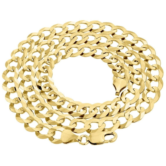 Mens Solid 10K Yellow Gold Cuban Curb Link Chain Necklace 9.5MM 26 Inches