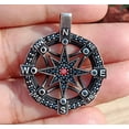thumbnail image 1 of Mens Solid 925 Sterling Silver Amulet Compass North Star Pendant Turkish Exclusive Jewelry, 1 of 2