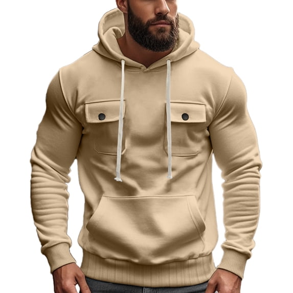 Mens Solid Basic Sweatshirt Casual Warm Pullover Sweater Blouses Athletic Stretch Tops Long Sleeve Sweatshirt Wind Resistant Windbreaker Sweater Jacket with Pockets
