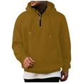 thumbnail image 1 of Mens Solid Basic Sweatshirt Flannel Thermal Hoodies Quarter Zip Sweat Shirt Relaxed Fit Pullover Sweater Blouses Long Sleeved Fall Tops Lightweight Outdoor Hiking Clothes with Kangaroo Pocket, 1 of 6