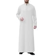 thumbnail image 1 of Mens Solid Color Button Mens Socks Simple Loose Comfortable Muslim T Shirts for Men Pack Cotton Arab Robe, 1 of 5
