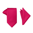 thumbnail image 1 of Mens Solid Color Formal Wedding Casual Necktie and Pocket Square Handkerchief Set For Suit or Tuxedo Fuchsia Pink, 1 of 5