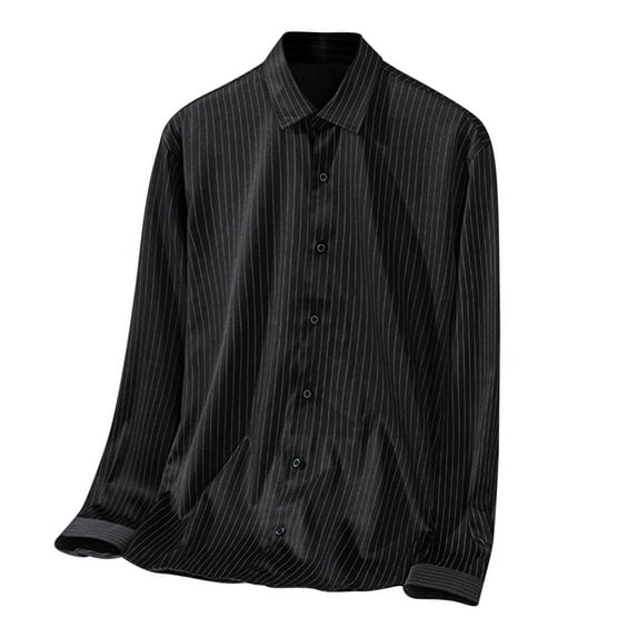 Mens Solid Color Long Sleeve Shirt - Casual Business Non Ironing Shirt, for Overalls & Daily Wear