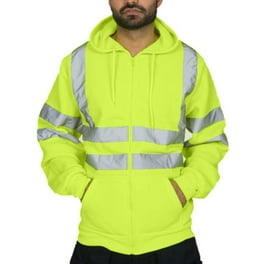 Men s Neon High Visibility Sweater Pullover Zipper Hoodie Fleece Sweatshirt Neon Orange Pullover 2XL Walmart