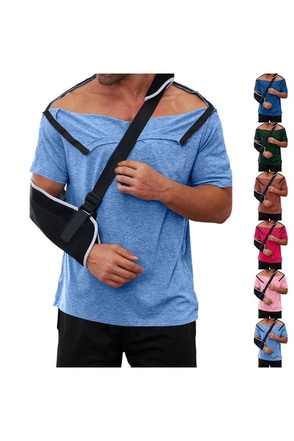 Mens Solid Color Shirts Short Sleeve Open Front Side Snap Tops Tear Away Lounge Wear Post Op Comfort Recovery Clothing,S,#03 Sky Blue
