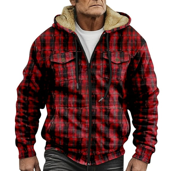 Mens Solid Color Simple Plus Velvet Thick Coat Jacket In Autumn And Winter