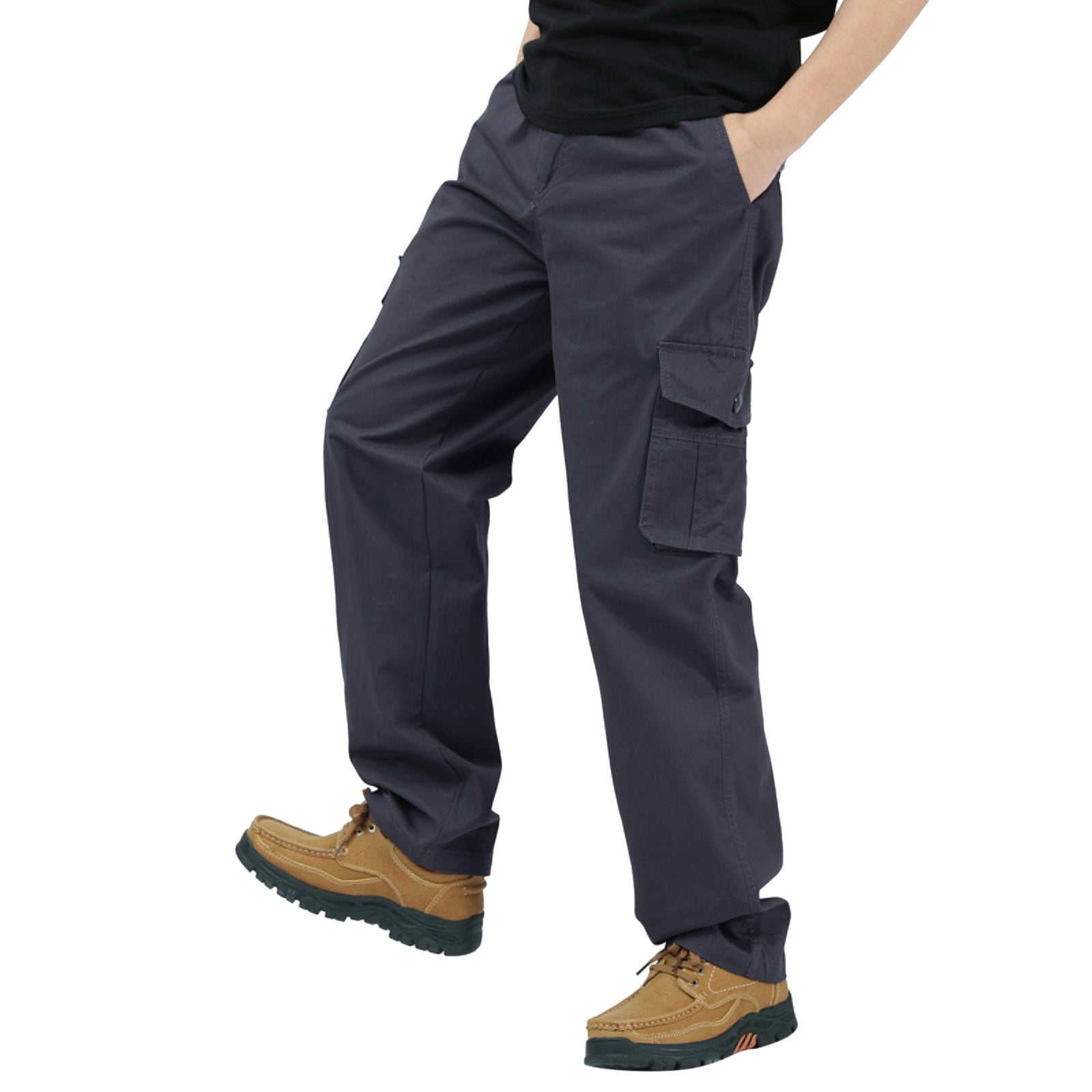 Mens Solid Color Summer Casual All Pants Fashionable Woven Long Cargo ...